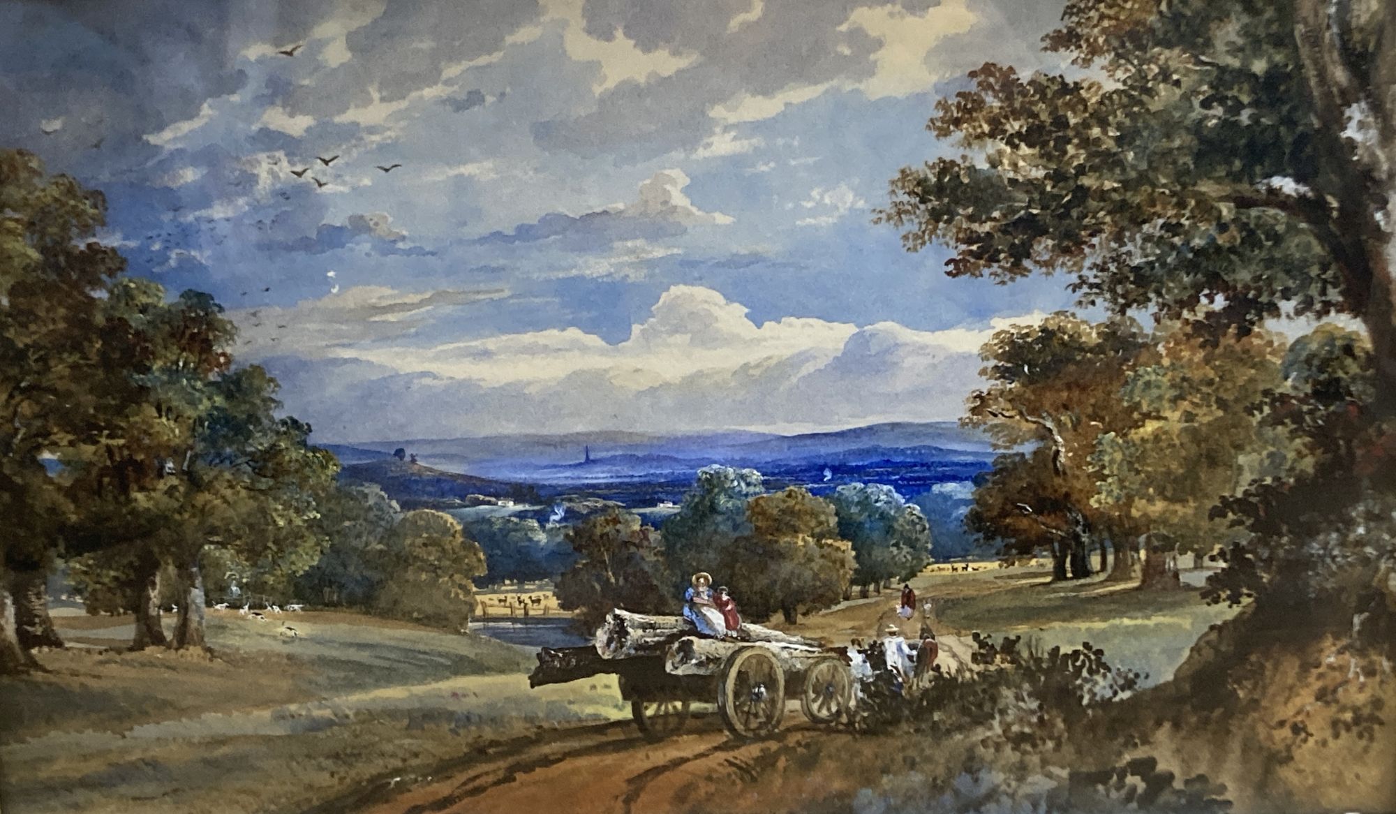 Mid 19th century, watercolour, View of Park Hatch, painted by the first wife of Sir A. Daley 1852, 26 x 44cm, label verso